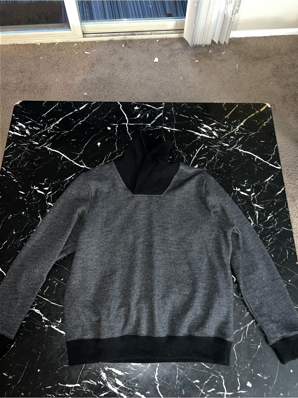 H&M Men's Charcoal Gray Sweater with Black Turtleneck
